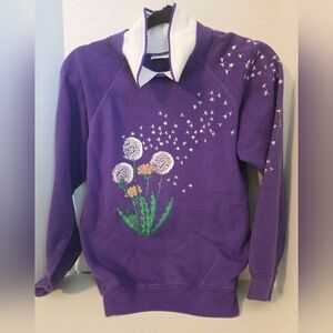 1980s Morning Sun Dandelion Hanes Sweatshirt Flower Print Women's Small 34-36